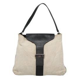 GUCCI Shoulder Bag Canvas Leather White Black Auth ti2765 - 0