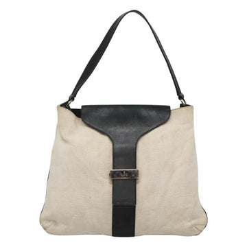 GUCCI Shoulder Bag Canvas Leather White Black Auth ti2765 - 0