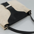 GUCCI Shoulder Bag Canvas Leather White Black Auth ti2765-6