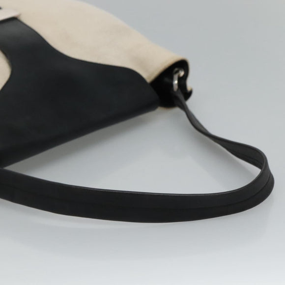 GUCCI Shoulder Bag Canvas Leather White Black Auth ti2765