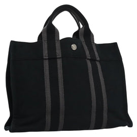 HERMES Fourre Tout PM Hand Bag Canvas Black Auth ti2780