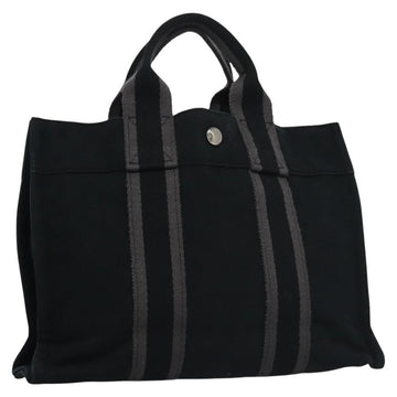 HERMES Fourre Tout PM Hand Bag Canvas Black Auth ti2780