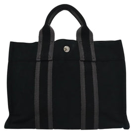 HERMES Fourre Tout PM Hand Bag Canvas Black Auth ti2780 - 0