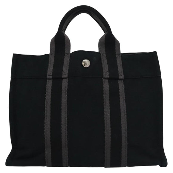 HERMES Fourre Tout PM Hand Bag Canvas Black Auth ti2780