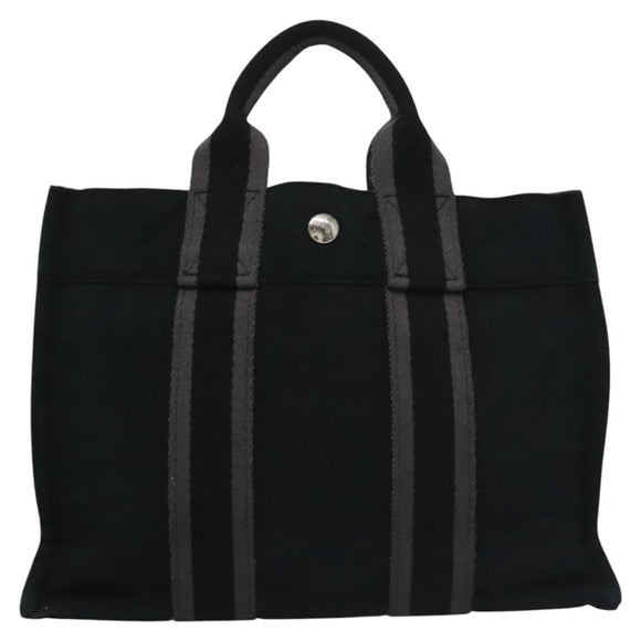 HERMES Fourre Tout PM Hand Bag Canvas Black Auth ti2780