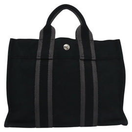 HERMES Fourre Tout PM Hand Bag Canvas Black Auth ti2780 - 0