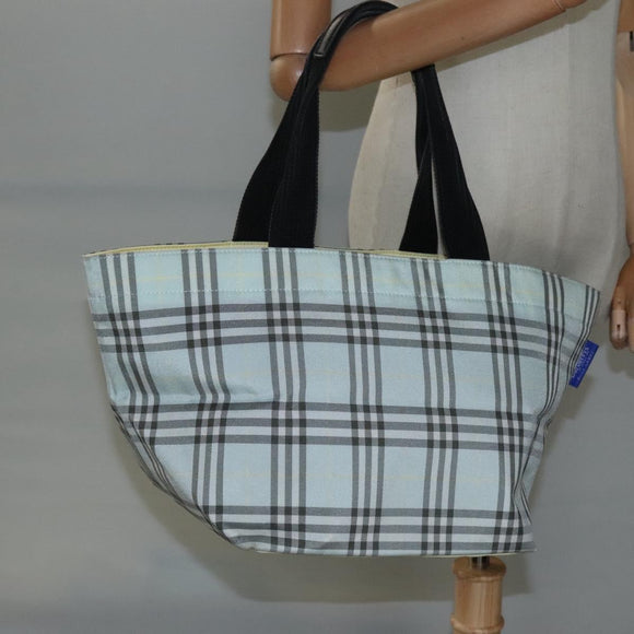 Burberrys Blue Label Nova Check Tote Bag Nylon Light Blue Auth ti2782