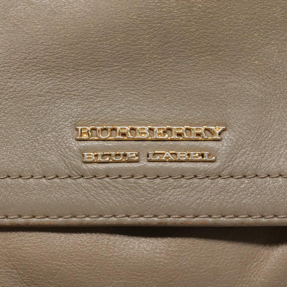 BURBERRY Blue Label Shoulder Bag Leather Beige Gold Auth ti2790