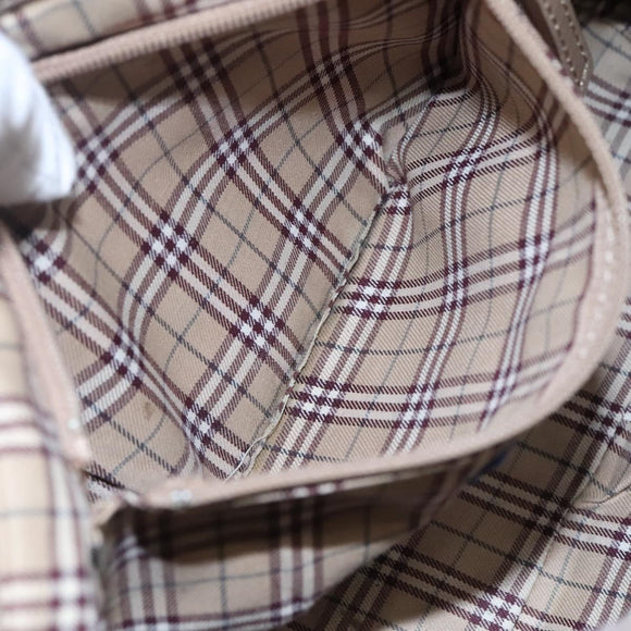 BURBERRY Blue Label Shoulder Bag Leather Beige Gold Auth ti2790