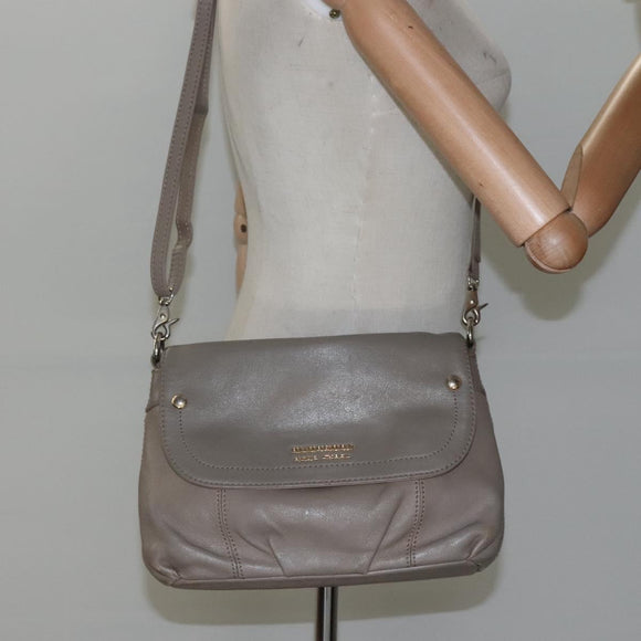 BURBERRY Blue Label Shoulder Bag Leather Beige Gold Auth ti2790