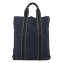 HERMES Fourre Tout Cabass Tote Bag Canvas Navy Khaki Auth ti2791-2