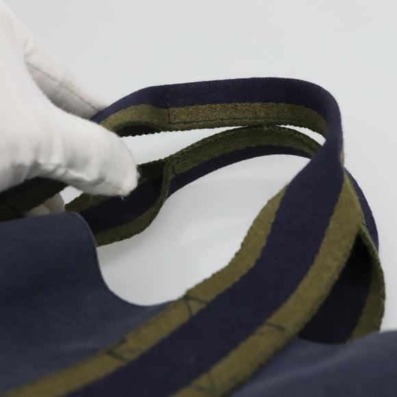 HERMES Fourre Tout Cabass Tote Bag Canvas Navy Khaki Auth ti2791