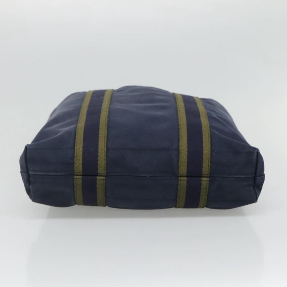 HERMES Fourre Tout Cabass Tote Bag Canvas Navy Khaki Auth ti2791