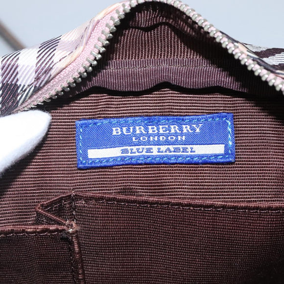 BURBERRY Nova Check Blue Label Shoulder Bag Nylon Black Auth ti2792