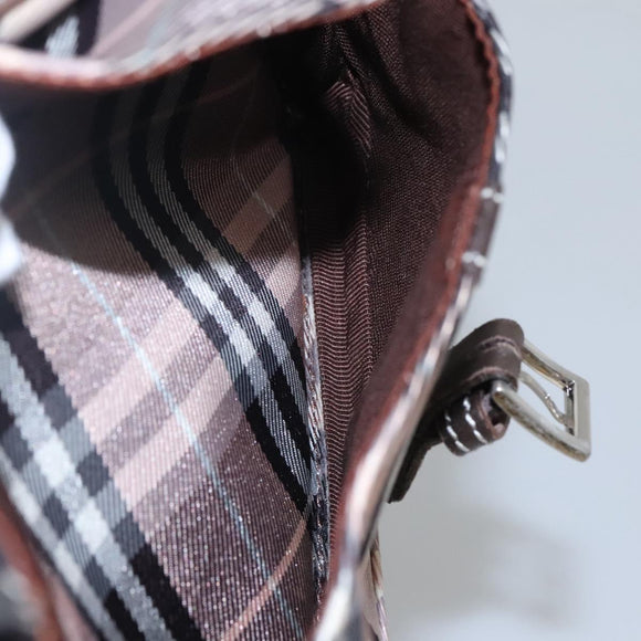 BURBERRY Nova Check Blue Label Shoulder Bag Nylon Black Auth ti2792