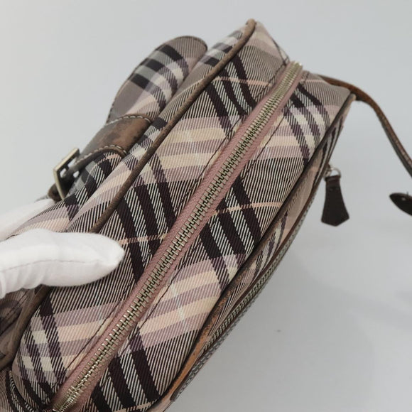 BURBERRY Nova Check Blue Label Shoulder Bag Nylon Black Auth ti2792