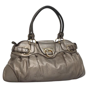 Salvatore Ferragamo Gancini Shoulder Bag Leather Gold Tone Auth ti2796
