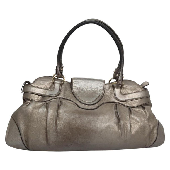 Salvatore Ferragamo Gancini Shoulder Bag Leather Gold Tone Auth ti2796