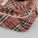 BURBERRY Nova Check Blue Label Shoulder Bag Canvas Red Auth ti2797-9