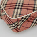 BURBERRY Nova Check Blue Label Shoulder Bag Canvas Red Auth ti2797-16