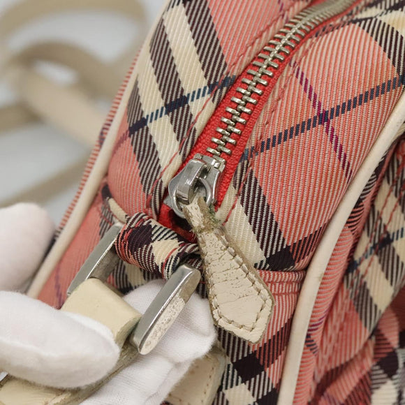 BURBERRY Nova Check Blue Label Shoulder Bag Canvas Red Auth ti2797