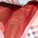 BURBERRY Nova Check Blue Label Shoulder Bag Canvas Red Auth ti2797-18