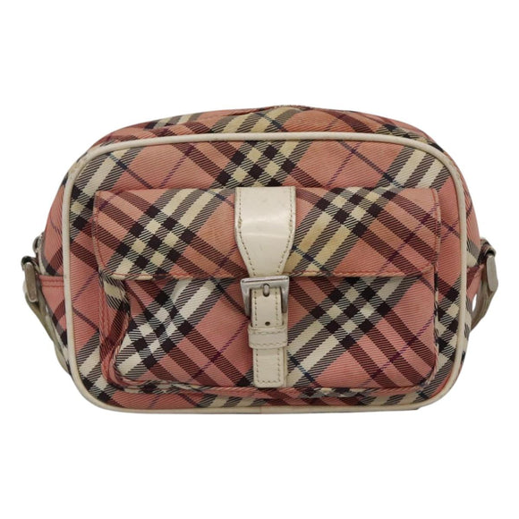 BURBERRY Nova Check Blue Label Shoulder Bag Canvas Red Auth ti2797