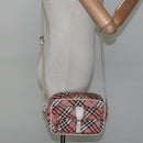 BURBERRY Nova Check Blue Label Shoulder Bag Canvas Red Auth ti2797-22