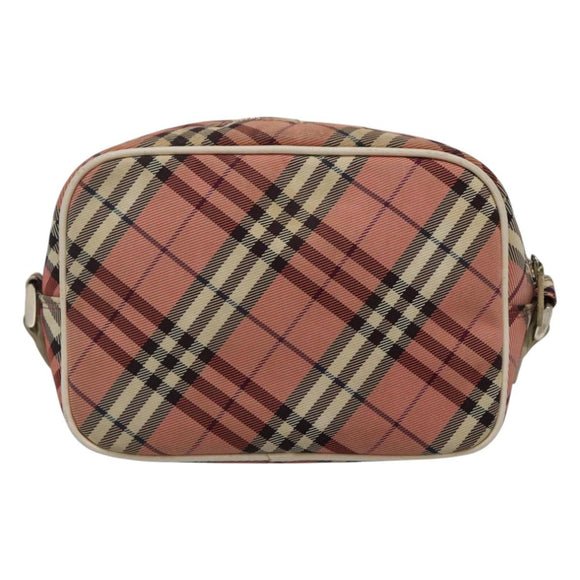 BURBERRY Nova Check Blue Label Shoulder Bag Canvas Red Auth ti2797