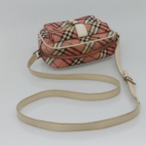 BURBERRY Nova Check Blue Label Shoulder Bag Canvas Red Auth ti2797