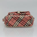 BURBERRY Nova Check Blue Label Shoulder Bag Canvas Red Auth ti2797-5