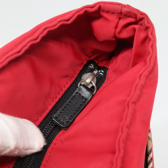 BURBERRY Tote Bag Nylon Red Auth ti2806
