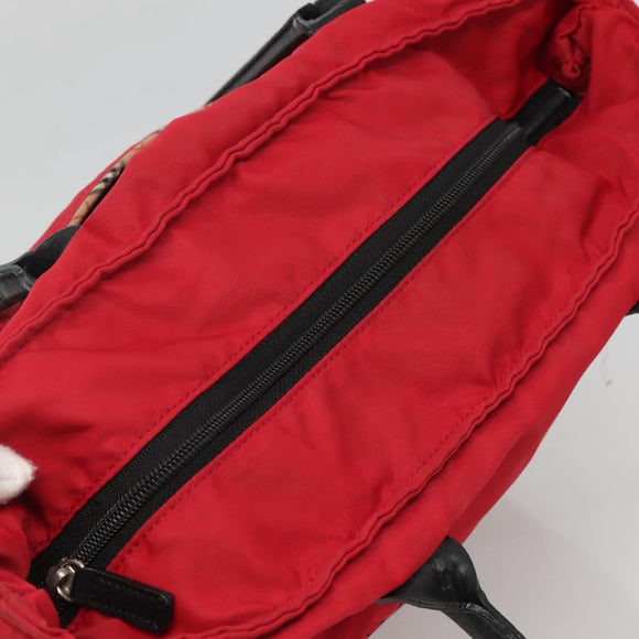 BURBERRY Tote Bag Nylon Red Auth ti2806
