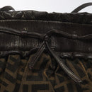 FENDI Zucca Canvas Shoulder Bag Brown Black Auth ti2809-10