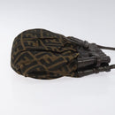 FENDI Zucca Canvas Shoulder Bag Brown Black Auth ti2809-3