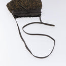 FENDI Zucca Canvas Shoulder Bag Brown Black Auth ti2809-7