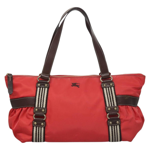 BURBERRY Blue Label Tote Bag Nylon Red Auth ti2825