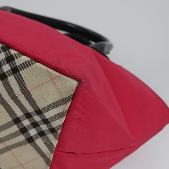 BURBERRY Blue Label Hand Bag Nylon Pink Auth ti2827