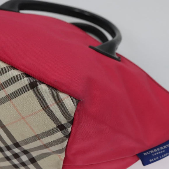 BURBERRY Blue Label Hand Bag Nylon Pink Auth ti2827