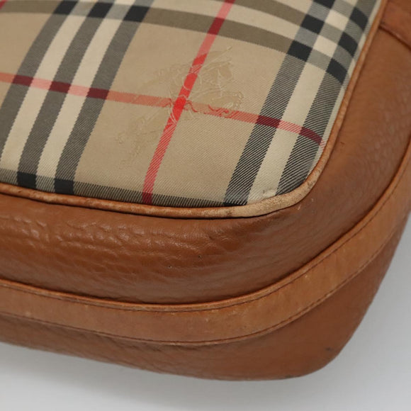 Burberrys Nova Check Blue Label Shoulder Bag Canvas Beige Auth ti2830