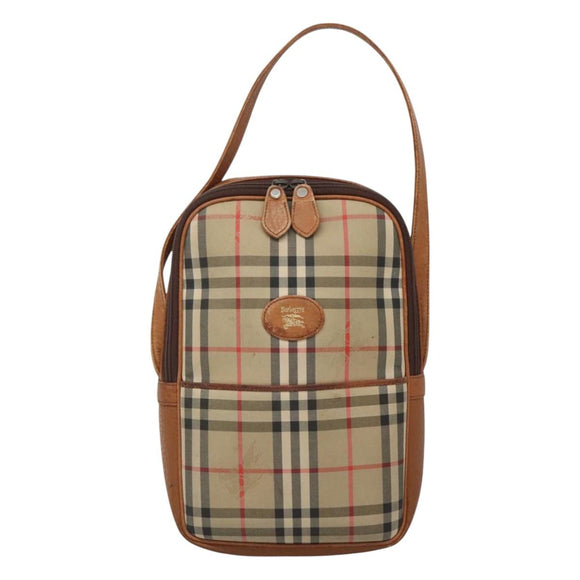 Burberrys Nova Check Blue Label Shoulder Bag Canvas Beige Auth ti2830