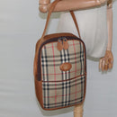 Burberrys Nova Check Blue Label Shoulder Bag Canvas Beige Auth ti2830-20