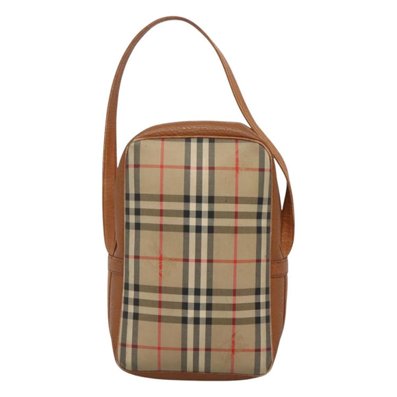 Burberrys Nova Check Blue Label Shoulder Bag Canvas Beige Auth ti2830