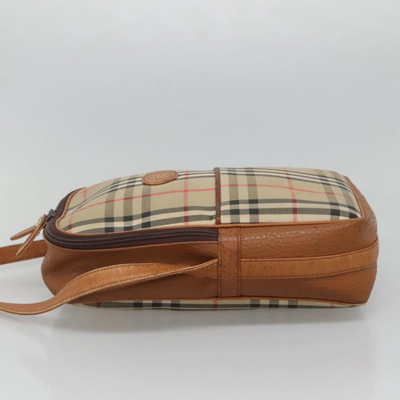 Burberrys Nova Check Blue Label Shoulder Bag Canvas Beige Auth ti2830