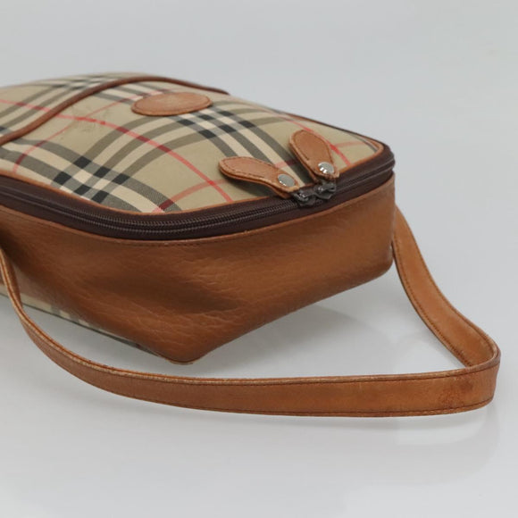 Burberrys Nova Check Blue Label Shoulder Bag Canvas Beige Auth ti2830