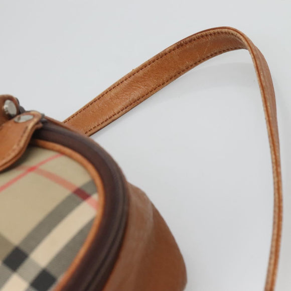 Burberrys Nova Check Blue Label Shoulder Bag Canvas Beige Auth ti2830