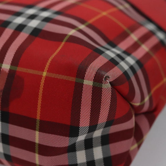 BURBERRY Nova Check Hand Bag Nylon Red Auth ti2831