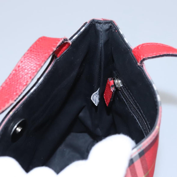 BURBERRY Nova Check Hand Bag Nylon Red Auth ti2831
