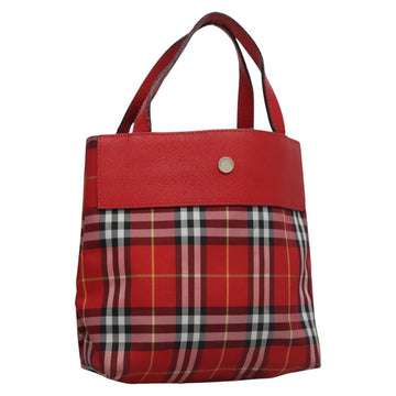 BURBERRY Nova Check Hand Bag Nylon Red Auth ti2831