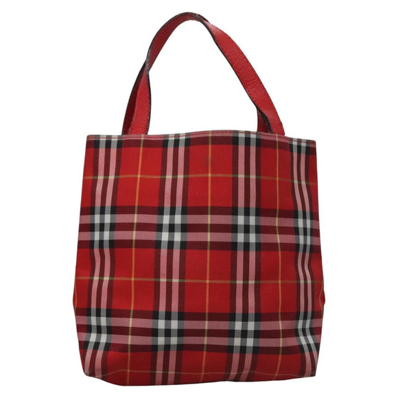 BURBERRY Nova Check Hand Bag Nylon Red Auth ti2831